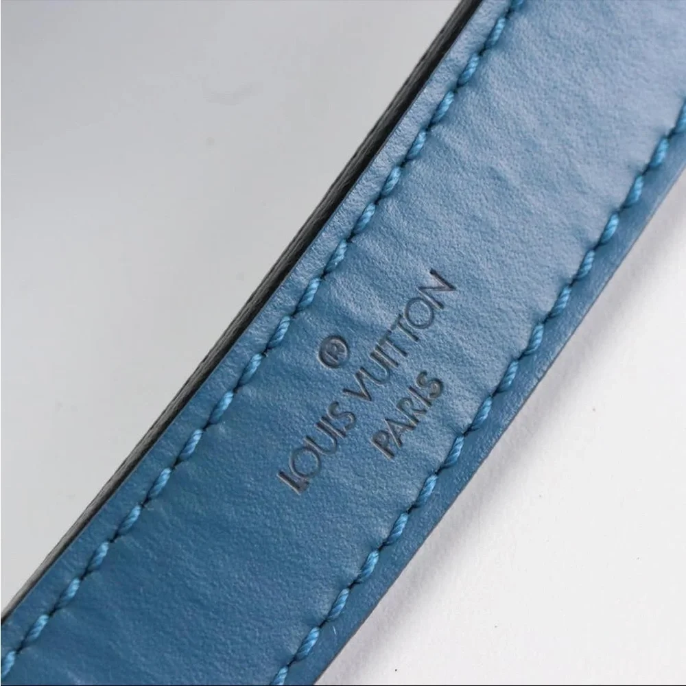 Louis Vuitton Petit Noe Bucket Bag Blue Epi Leather Luxury Drawstring Shoulder